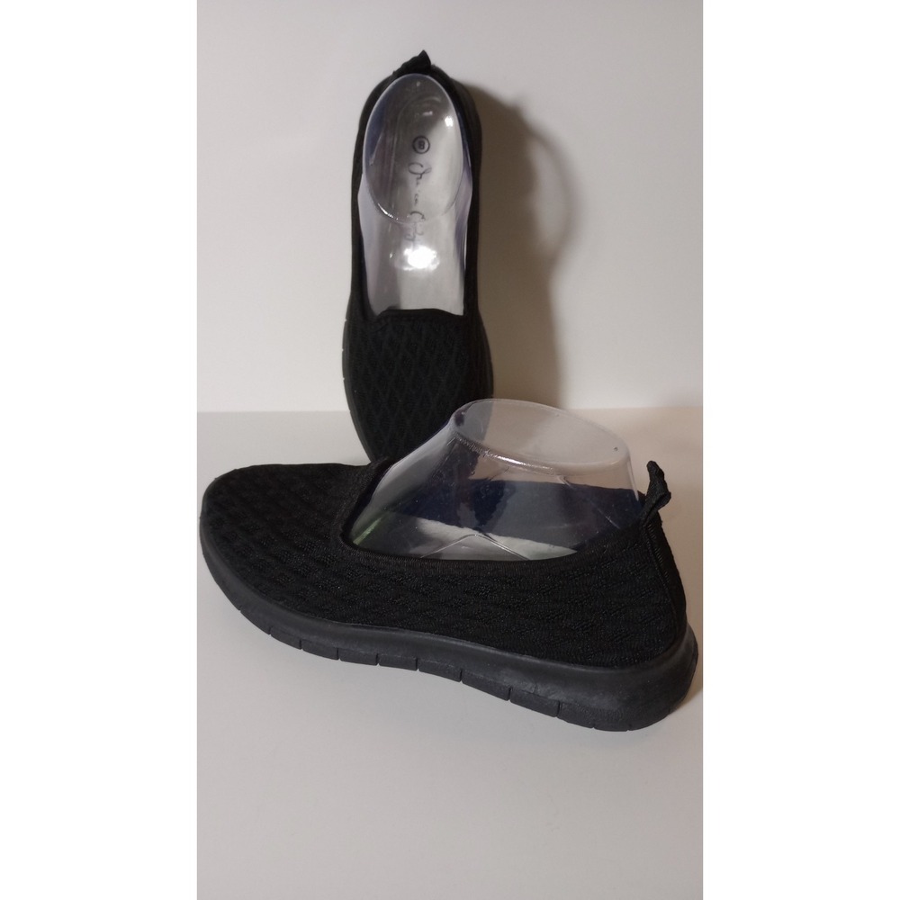 Jessica Candy Black Cushioned Knit Slip On Shoe Womens 8 Casual Mesh Flat